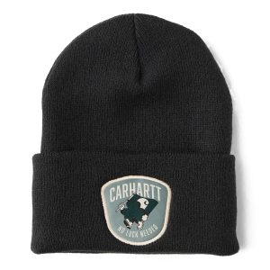 Knit Shamrock Patch Beanie