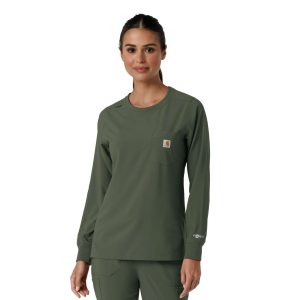Women's Force Cross-FlexCrew Neck Long Sleeve Scrub Top