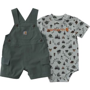 Boys' 2-Piece Short Sleeve Bodysuit & Cargo Pocket Shortall Set (Baby)