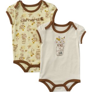 Girls' 2-Piece Short Sleeve Bee Print Bodysuit Set (Baby)