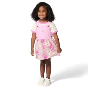 Girls' 2-Piece Short Sleeve T-shirt & Printed Jumper Set (Toddler)