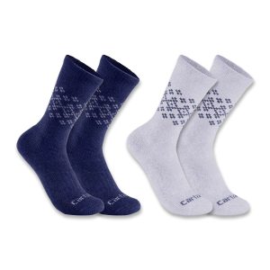 Women's Midweight Synthetic-Wool Blend Fairisle Crew Sock 2-Pack